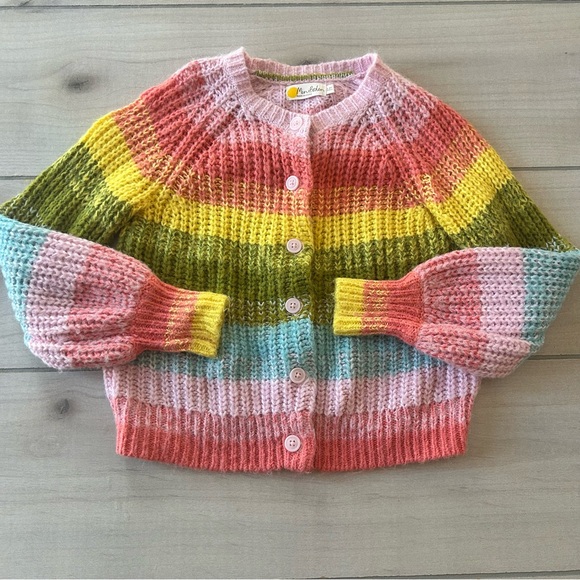 Mini Boden Other - Mini Boden Multicolor Striped Rainbow Cardigan Sweater